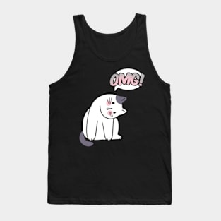 funny omg cut kawaii cat  surprised Tank Top